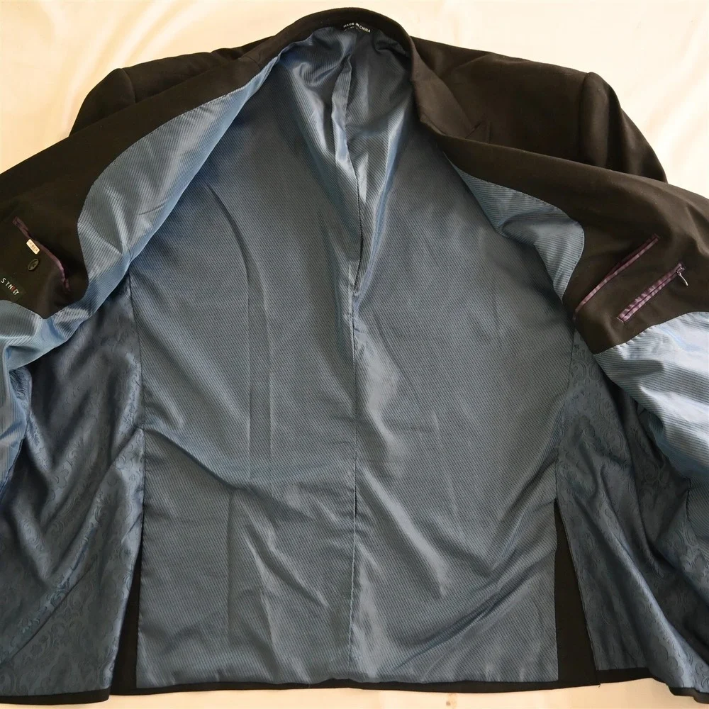 Synrgy 56R Black Stretch Peak Lapel Mens Blazer Suit Jacket Sport‎ Coat